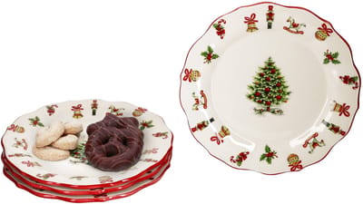 Set van 4 Maestro Natale kerstkeramische gebaksbordjes - 965/21 965/22