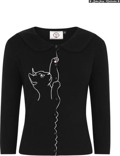 Dancing Days - CAT SCALLOP COLLAR Cardigan - L - Zwart