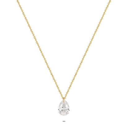 Twice As Nice Halsketting in 18kt verguld zilver, druppelvorm 40cm