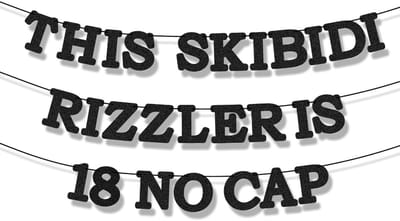 Skibidi 18e Verjaardag Banner voor Jongens - Glanzende Decoratie voor Feest