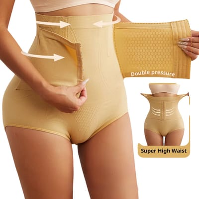 Naadloze Hoge Taille Corrigerende Slip voor Dames – Sterke Compressie Shapewear, Buikcorrectie, Tummy Control en Figuurcorrigerend Ondergoed - Beige - Maat M