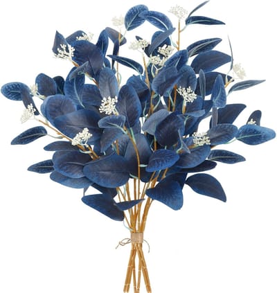 Kunstmatige Eucalyptus Stengels - Nep Bladeren - Bloemstukken Maken - Realistisch Ontwerp - 50 cm - Blauw
