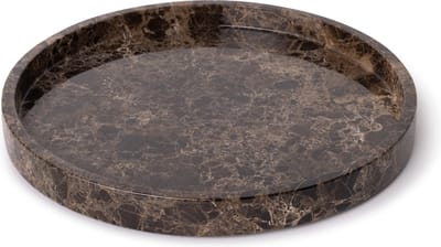 MOOISA - Marmer dienblad rond met rand bruin - Tray Ø30cm - MOOISA - rond marmer dienblad - vierkant marmer dienblad - decoratie schaal - tapasplank - serveerplank