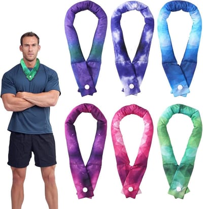 Set van 6 Cooling Nekbanden - 63x5 cm - Koelende Nekkoeler met Knoopsluiting - Frisse Nekomwikkeling voor Buitenactiviteiten in Warme Weersomstandigheden