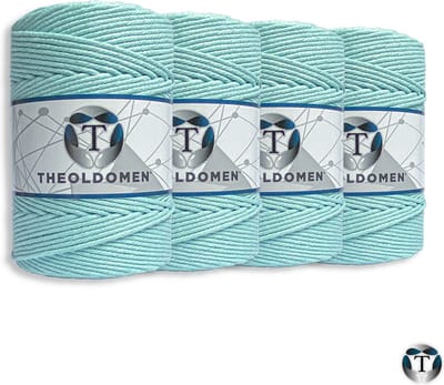 Macramé Koord | Bundelkorting | 800 meter | Ocean Blue | 100% Katoen | Macramé | Macramé Touw | 3mm | Triple Twist | Plantenhanger | Dromenvanger | Wandkleed | Weven | Knopen | Breien | Haken | DIY | TheOldOmen |