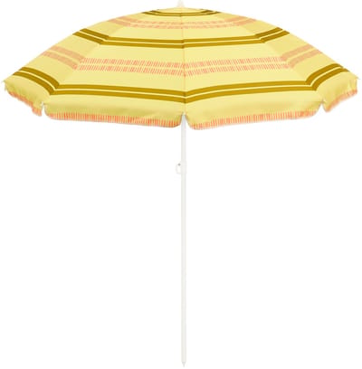 Mica Decorations Gestreepte Parasol Ø160 cm – Lichtbruin – 180 cm Hoog