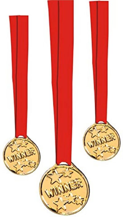 Stylex Metalen Medailles Winner 6 Stuks Goud/Rood