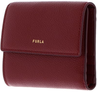 FURLA Leren portemonnee Vitello Night Goccia Compact Wallet CILIEGIA d donkerrood
