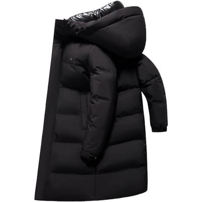Winter Nieuwe Heren Donsjack Business Casual Plus Lang Knielengte Verdikt Capuchon Gans Donsjack 4XL zwart