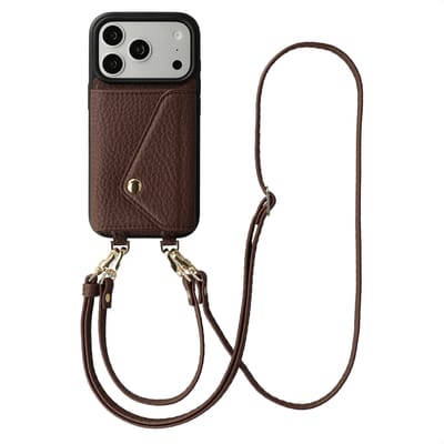 Selencia Hoesje - Geschikt voor Apple iPhone 17 Pro - Sera Koordhoes met pashouder envelop - Chocolate Brown
