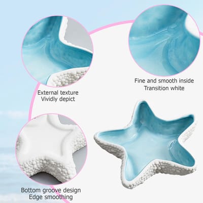 Keramische sieradenschaal schaal decoratie: zeester decoratieve schaal sieraden dienblad nachtkastje decoratie voor ring ketting armband organizer, eetbord porselein woondecoratie bruiloft