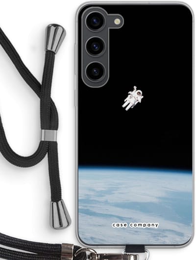 Case Company® - Hoesje met koord geschikt voor Samsung Galaxy S23 Plus hoesje met Koord - Alone in Space - Telefoonhoesje met Zwart Koord - Bescherming aan alle Kanten en Over de Schermrand