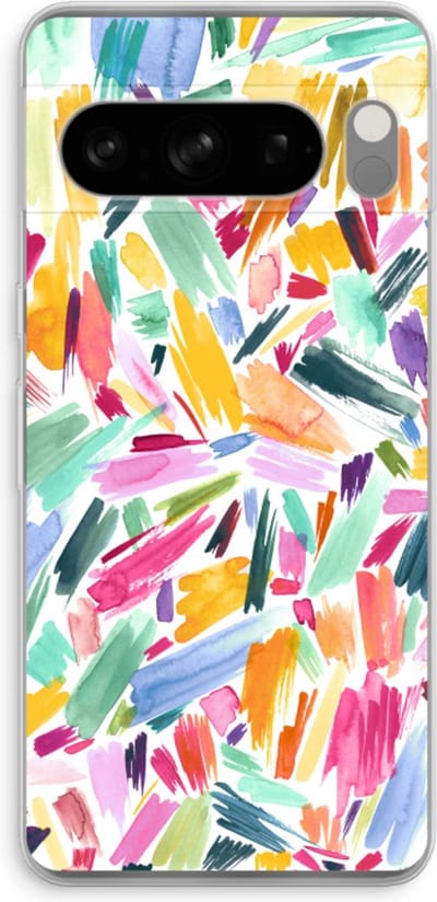 Case Company® - Hoesje geschikt voor Google Pixel 8 Pro hoesje - Watercolor Brushstrokes - Soft Cover Telefoonhoesje - Bescherming aan alle Kanten en Schermrand