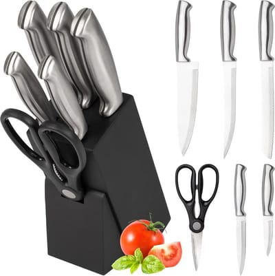 ApexArte® Messenset met Blok - Messensets met Messenblok - Koksmes - Keukenmessen Set - Super Scherp