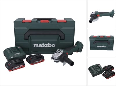 Metabo W 18 L BL 9-125 accu-haakse slijper 18 V 125 mm borstelloos + 2x accu 4,0 Ah + lader + metaBOX ( 602374510 )