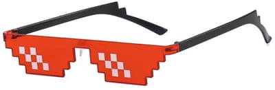 Rode Pixelbril - Festivalbril - Feestbril - 1 STUK - Partybril - Rood - 6-Pixel Bril - Deal With It - Black - One size - Hippe bril - Nepbril - Accessoire - CHPN