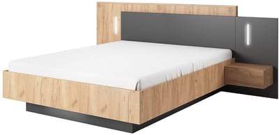 Vente-unique Bedframe hout antracietgrijs 140 x 190 cm