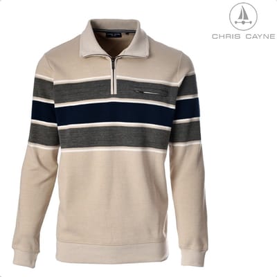 Chris Cayne - Trui 3003 beige korte rits polokraag - maat M