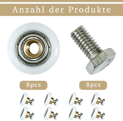 Allecto - Douchedeurrollen - Roestvrij staal - Duurzaam en corrosiebestendig - 23 mm - Reservewielen - Geschikt voor schuifdeuren - Zilver
