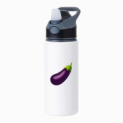 Hacebo® - Aubergine waterfles met rietje zwart - Groente - Groente liefhebbers - Vruchtgroente - gezond eten - voedsel - water fles - 650ML