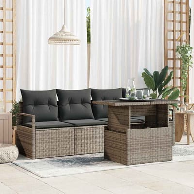 vidaXL - Tuinbank - Set - 5 - st - 4-Aantal - zitplaatsen - Grijs - poly - rattan