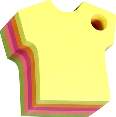 Stick'n kleding Memokubus - 70x70mm - T-shirt Met Pennengat - 400 Sticky Notes
