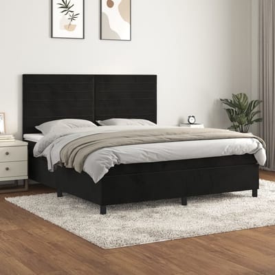 vidaXL - Boxspring - met - matras - fluweel - zwart - 160x200 - cm