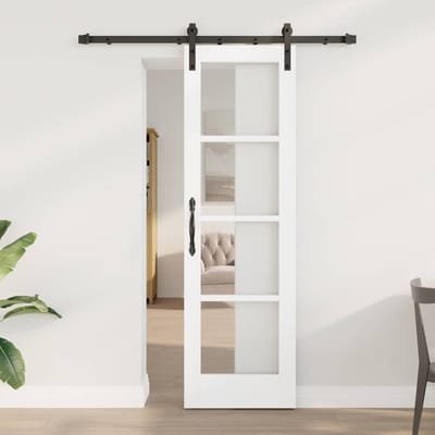 vidaXL Schuifdeur ORKDAL Wit 61 x 198,5 cm Massief grenenhout en glas