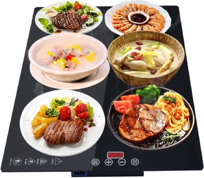 Elektrische Warmhoudplaat - Verwarmingsplaat Buffet - Eten Warm Houden - Instelbare Temperatuur Touchscreen - Gehard Glas - Zwart