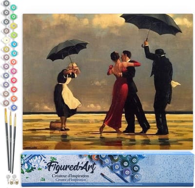 Figured'Art Schilderen op Nummer Volwassenen canvas Retro dansers op het strand - Handwerk acrylverf Kit DIY Compleet - 40x50cm zonder frame