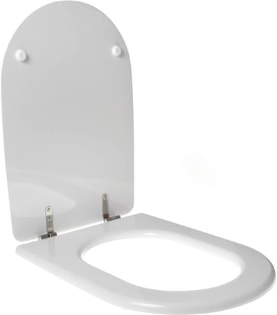 Toiletbril Soft Close Wit voor Kleine Toiletten - Polyester & RVS Scharnieren
