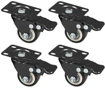 Zware Zwenkwielen met Rem - Polyurethaan - 38 mm - 4 Stuks - Tot 300 kg Draagvermogen