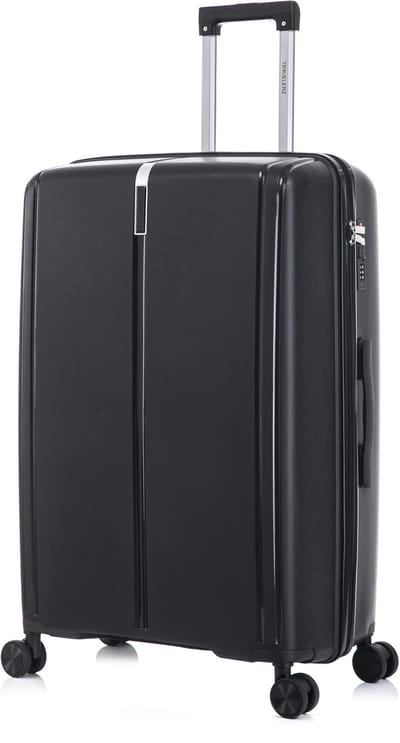 TRAVELERZ - Valencia - Grote koffer - 97L - 76x49x29cm - Polypropyleen - Harde schaal - Cijferslot - Lichtgewicht - Flexibel - Duurzaam - Dubbele wielen - Spinner wielen - Black