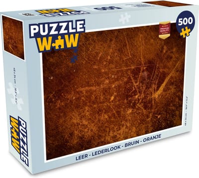 Puzzel Leer - Lederlook - Bruin - Oranje - Legpuzzel - Puzzel 500 stukjes