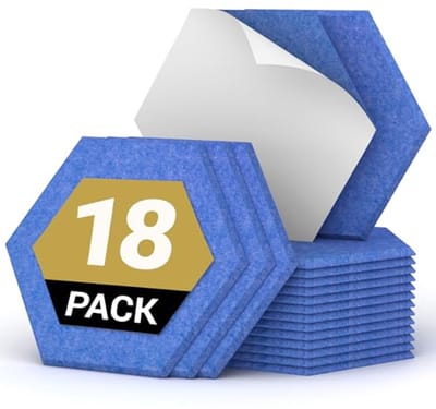 18 Pack Geluiddempende Hexagon Panelen voor Muren – Geluidsisolatie en Echo Vermindering voor Studio's en Huizen, Blauw