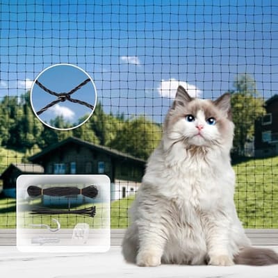 Kattennet Balkon - Veiligheidsnet Kat - Veilig Buiten - Draadversterkt Materiaal - 4x3 M - Transparant
