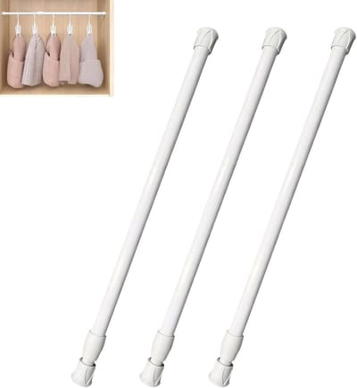Verstelbare gordijnstangen voor glazen gordijnen, set van 3, telescopisch 30-50 cm, zonder boren, ideaal voor ramen en kasten