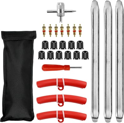 Bandenwissel Gereedschap - Bandenlepel Set - Band Reparatie - Complete Set - 30 cm - Rood Zwart Zilver