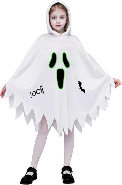 Griezelige Halloween Kostuum voor Kinderen, Spook Cape met Kap, Perfect voor Cosplay en Themafeesten