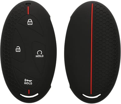 kwmobile autosleutel hoesje geschikt voor Hyundai 7-Knoppen Ioniq 6 Grandeur GN7 KONA 2023 hoes - Siliconen autosleutel behuizing - Auto sleutel case met honingraat - Sleuteletui in zwart / rood