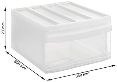 Transparante Ladebox 1 Lade, Kunststof (PP) BPA-vrij, Systeem voor Optimaal Opslag (39.5 x 17.0 x 20.3 cm)