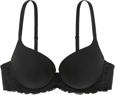 Dorina Super Push Up BH - Claire - Maximizer push up bh met beugel - T-shirt bh met kanten rand - 70A - Zwart