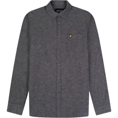 Lyle and Scott Cotton linen button down shirt lange mouw overhemden