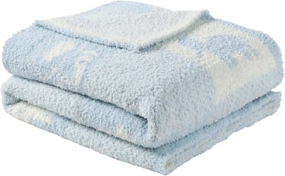 Zachte en warme chenille babydeken - blauw 75 x 100 cm