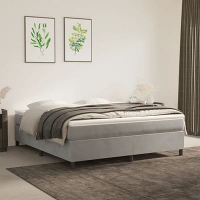 vidaXL - Boxspring - bed - 180x200 - cm - fluweel - lichtgrijs