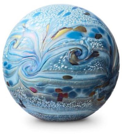 Urn van Glas As-in-glas Mini Glasobject Keepsake Gedenkobject Bolletje Seablue Water Urn Bol Glazen Urn Glas Mini Urn voor as Urn Glasobject Urn Kunst As Bol E03BB
