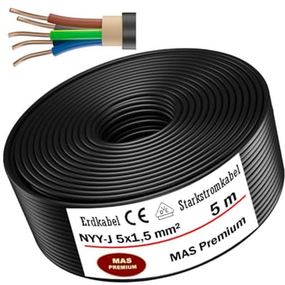 Aardingskabel en Stroomkabel 5x1,5 mm² voor Buitentoepassing