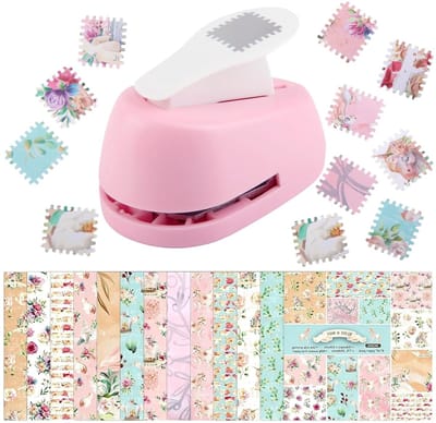 Stempelstansset met 24 stuks patroonpapier voor scrapbooking, motiefpons en etiketten maken, ideaal voor cadeaukaarten en enveloppen