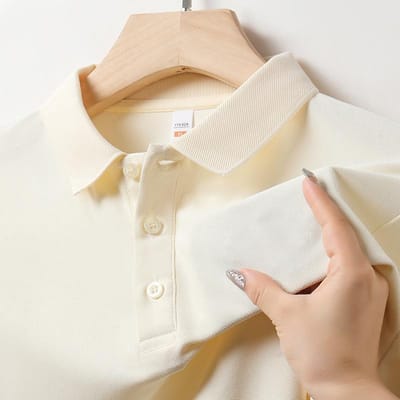 Zomer Nieuw Effen Kleur Dunne POLO Shirt Heren Zakelijk Casual Revers T-shirt Heren Tops 4XL beige
