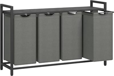 MAZAZU - Wasmand - 4 vakken - Zwartgrijs - 116x33x72